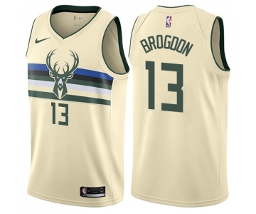 Youth Nike Milwaukee Bucks #13 Malcolm Brogdon Swingman Cream NBA Jersey - City Edition