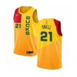 Youth Nike Milwaukee Bucks #21 Tony Snell Swingman Yellow NBA Jersey - City Edition