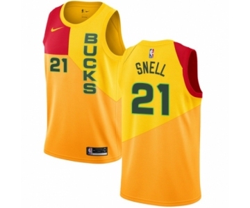 Youth Nike Milwaukee Bucks #21 Tony Snell Swingman Yellow NBA Jersey - City Edition