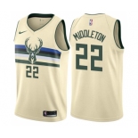 Youth Nike Milwaukee Bucks #22 Khris Middleton Swingman Cream NBA Jersey - City Edition