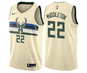 Youth Nike Milwaukee Bucks #22 Khris Middleton Swingman Cream NBA Jersey - City Edition