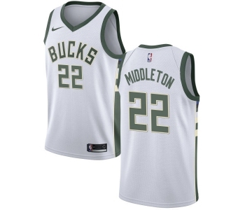 Youth Nike Milwaukee Bucks #22 Khris Middleton Swingman White Home NBA Jersey - Association Edition