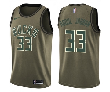 Youth Nike Milwaukee Bucks #33 Kareem Abdul-Jabbar Swingman Green Salute to Service NBA Jersey