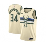 Youth Nike Milwaukee Bucks #34 Giannis Antetokounmpo Swingman Cream NBA Jersey - City Edition