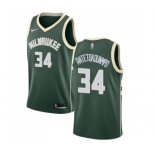 Youth Nike Milwaukee Bucks #34 Giannis Antetokounmpo Swingman Green Road NBA Jersey - Icon Edition