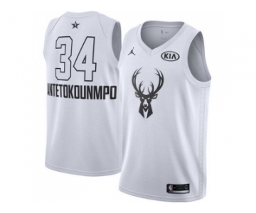 Youth Nike Milwaukee Bucks #34 Giannis Antetokounmpo White NBA Jordan Swingman 2018 All-Star Game Jersey