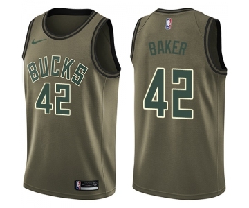 Youth Nike Milwaukee Bucks #42 Vin Baker Swingman Green Salute to Service NBA Jersey