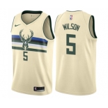 Youth Nike Milwaukee Bucks #5 D. J. Wilson Swingman Cream NBA Jersey - City Edition