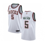 Youth Nike Milwaukee Bucks #5 D. J. Wilson Swingman White Fashion Hardwood Classics NBA Jersey