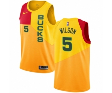 Youth Nike Milwaukee Bucks #5 D. J. Wilson Swingman Yellow NBA Jersey - City Edition