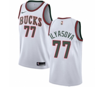 Youth Nike Milwaukee Bucks #77 Ersan Ilyasova Authentic White Fashion Hardwood Classics NBA Jersey