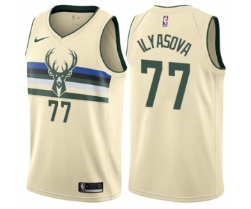 Youth Nike Milwaukee Bucks #77 Ersan Ilyasova Swingman Cream NBA Jersey - City Edition