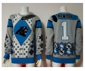 Nike Carolina Panthers #1 Cam Newton Blue Grey Men's Ugly Sweater