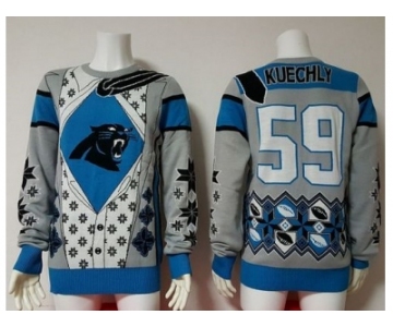 Nike Carolina Panthers #59 Luke Kuechly Blue Grey Men's Ugly Sweater