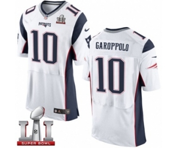 Men's Nike New England Patriots #10 Jimmy Garoppolo Elite White Super Bowl LI 51 NFL Jersey