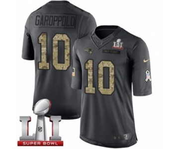 Men's Nike New England Patriots #10 Jimmy Garoppolo Limited Black 2016 Salute to Service Super Bowl LI 51 NFL Jersey