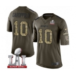 Men's Nike New England Patriots #10 Jimmy Garoppolo Limited Green Salute to Service Super Bowl LI 51 NFL Jersey