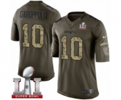 Men's Nike New England Patriots #10 Jimmy Garoppolo Limited Green Salute to Service Super Bowl LI 51 NFL Jersey