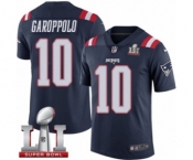 Men's Nike New England Patriots #10 Jimmy Garoppolo Limited Navy Blue Rush Super Bowl LI 51 NFL Jersey