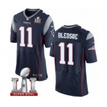 Men's Nike New England Patriots #11 Drew Bledsoe Elite Navy Blue Team Color Super Bowl LI 51 NFL Jersey