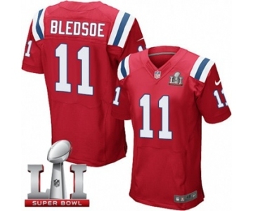 Men's Nike New England Patriots #11 Drew Bledsoe Elite Red Alternate Super Bowl LI 51 NFL Jersey