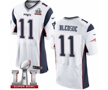 Men's Nike New England Patriots #11 Drew Bledsoe Elite White Super Bowl LI 51 NFL Jersey