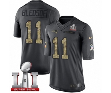 Men's Nike New England Patriots #11 Drew Bledsoe Limited Black 2016 Salute to Service Super Bowl LI 51 NFL Jersey