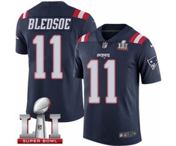 Men's Nike New England Patriots #11 Drew Bledsoe Limited Navy Blue Rush Super Bowl LI 51 NFL Jersey