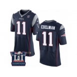 Men's Nike New England Patriots #11 Julian Edelman Elite Navy Blue Team Color Super Bowl LI Champions NFL Jersey