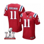 Men's Nike New England Patriots #11 Julian Edelman Elite Red Alternate Super Bowl LI 51 NFL Jersey