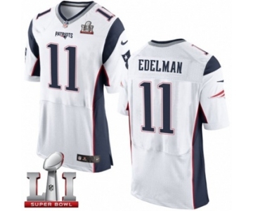 Men's Nike New England Patriots #11 Julian Edelman Elite White Super Bowl LI 51 NFL Jersey