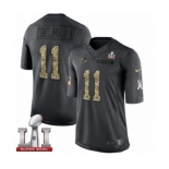 Men's Nike New England Patriots #11 Julian Edelman Limited Black 2016 Salute to Service Super Bowl LI 51 NFL Jersey