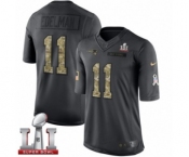 Men's Nike New England Patriots #11 Julian Edelman Limited Black 2016 Salute to Service Super Bowl LI 51 NFL Jersey