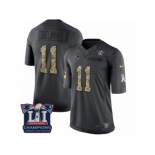 Men's Nike New England Patriots #11 Julian Edelman Limited Black 2016 Salute to Service Super Bowl LI Champions NFL Jersey