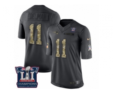 Men's Nike New England Patriots #11 Julian Edelman Limited Black 2016 Salute to Service Super Bowl LI Champions NFL Jersey