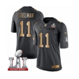 Men's Nike New England Patriots #11 Julian Edelman Limited Black-Gold Salute to Service Super Bowl LI 51 NFL Jersey