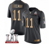 Men's Nike New England Patriots #11 Julian Edelman Limited Black-Gold Salute to Service Super Bowl LI 51 NFL Jersey