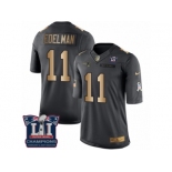 Men's Nike New England Patriots #11 Julian Edelman Limited Black Gold Salute to Service Super Bowl LI Champions NFL Jersey