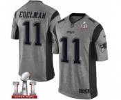 Men's Nike New England Patriots #11 Julian Edelman Limited Gray Gridiron Super Bowl LI 51 NFL Jersey