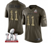 Men's Nike New England Patriots #11 Julian Edelman Limited Green Salute to Service Super Bowl LI 51 NFL Jersey