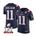 Men's Nike New England Patriots #11 Julian Edelman Limited Navy Blue Rush Super Bowl LI 51 NFL Jersey