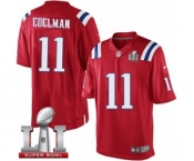 Men's Nike New England Patriots #11 Julian Edelman Limited Red Alternate Super Bowl LI 51 NFL Jersey