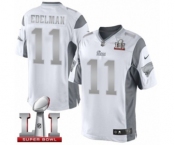 Men's Nike New England Patriots #11 Julian Edelman Limited White Platinum Super Bowl LI 51 NFL Jersey