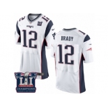 Men's Nike New England Patriots #12 Tom Brady Elite White Super Bowl LI Champions NFL Jersey