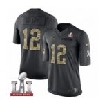 Men's Nike New England Patriots #12 Tom Brady Limited Black 2016 Salute to Service Super Bowl LI 51 NFL Jersey