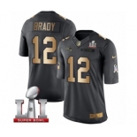 Men's Nike New England Patriots #12 Tom Brady Limited Black-Gold Salute to Service Super Bowl LI 51 NFL Jersey