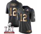 Men's Nike New England Patriots #12 Tom Brady Limited Black-Gold Salute to Service Super Bowl LI 51 NFL Jersey