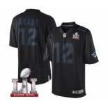 Men's Nike New England Patriots #12 Tom Brady Limited Black Impact Super Bowl LI 51 NFL Jersey