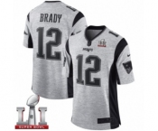 Men's Nike New England Patriots #12 Tom Brady Limited Gray Gridiron II Super Bowl LI 51 NFL Jersey