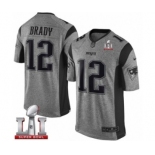 Men's Nike New England Patriots #12 Tom Brady Limited Gray Gridiron Super Bowl LI 51 NFL Jersey